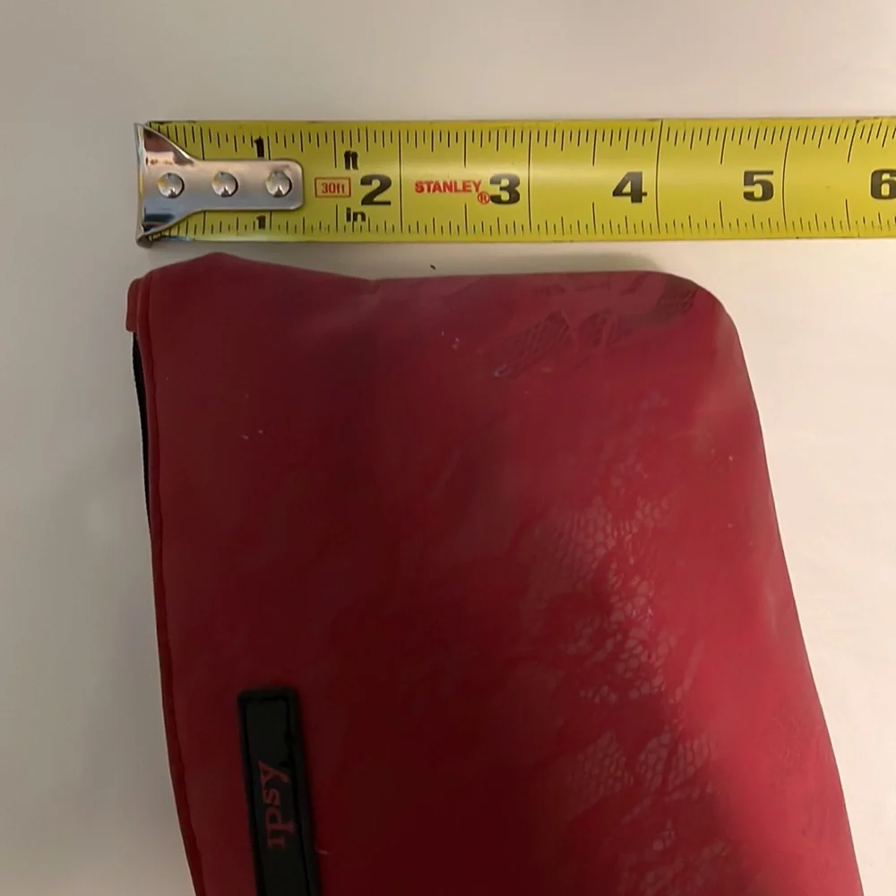Ipsy red lace Halloween bat zipper make up bag